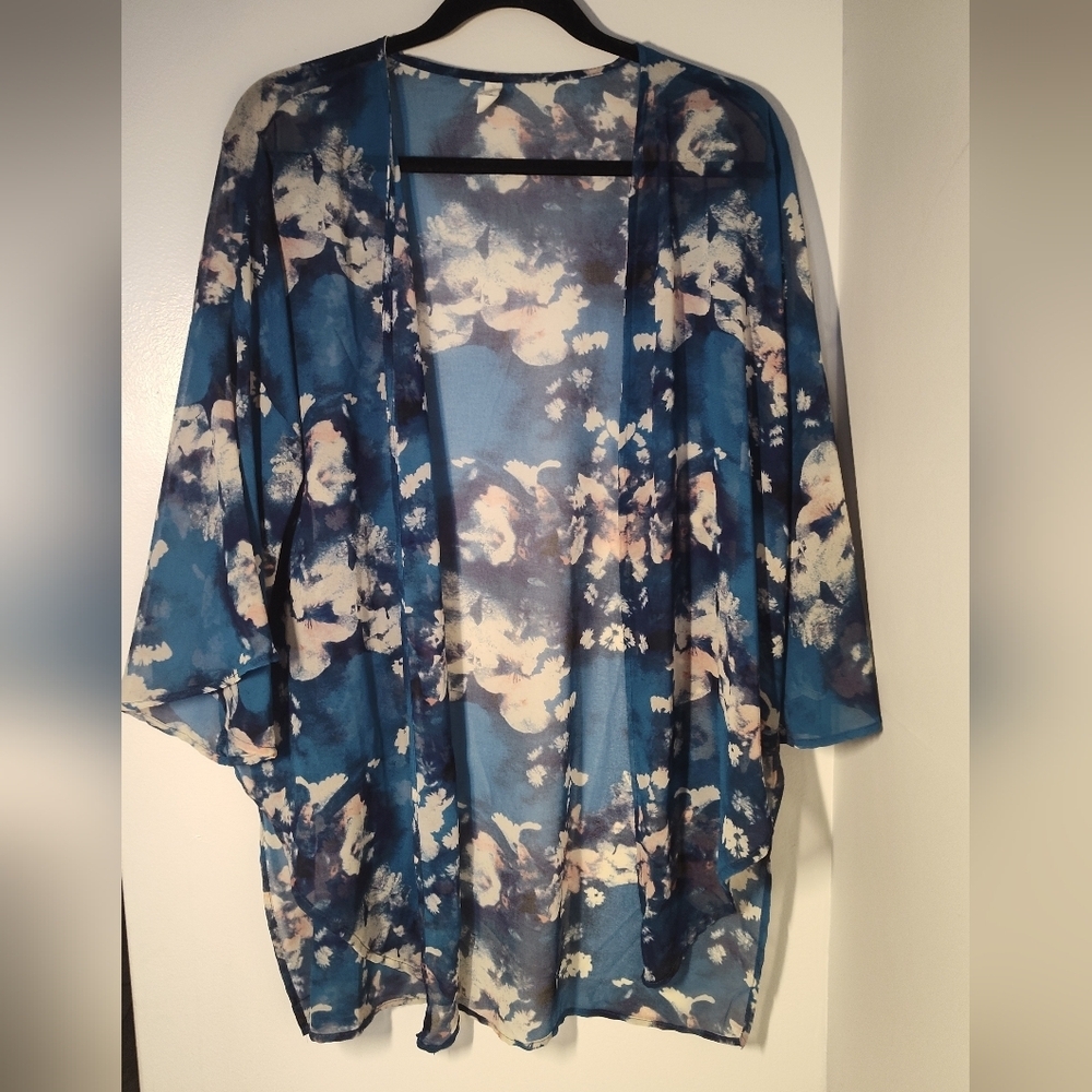 Pinkblush Blue Floral Sheer Kimono